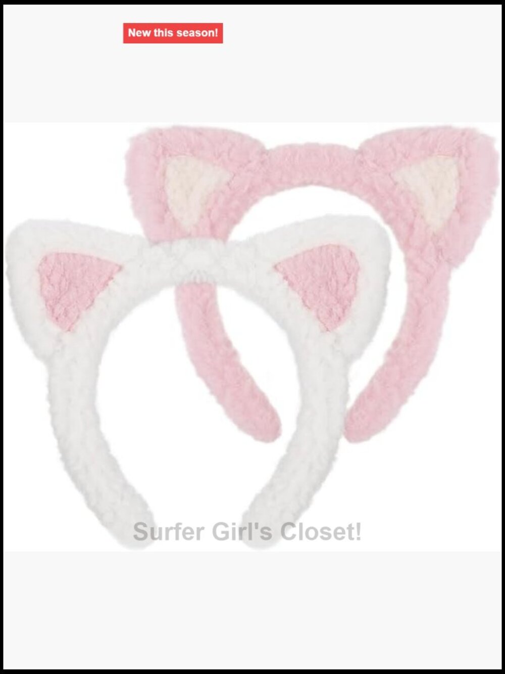 Plush Cat Ears Headband, 2 Pack Cute Kitty Hair Accessories for Washing Face,